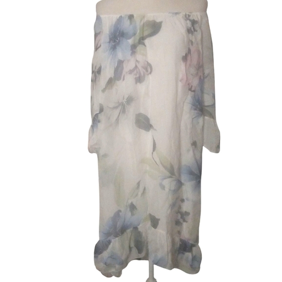 Rosemarie Watercolor Floral Flowy Ruffle Hem Dress Made In Italy Size Medium - Picture 2 of 10